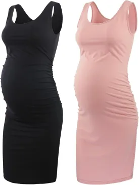 BBHoping Women's Maternity Sleeveless Dresses Maternity Tank Dress Mama Baby Shower Pregnancy Dress