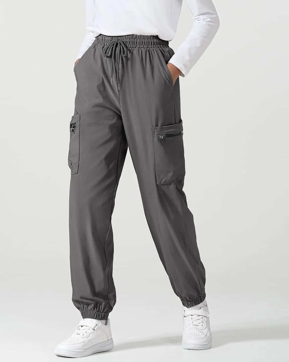 Boys Girls Cargo Pants Kids Water Resistant Hiking Pants Quick Dry Lightweight