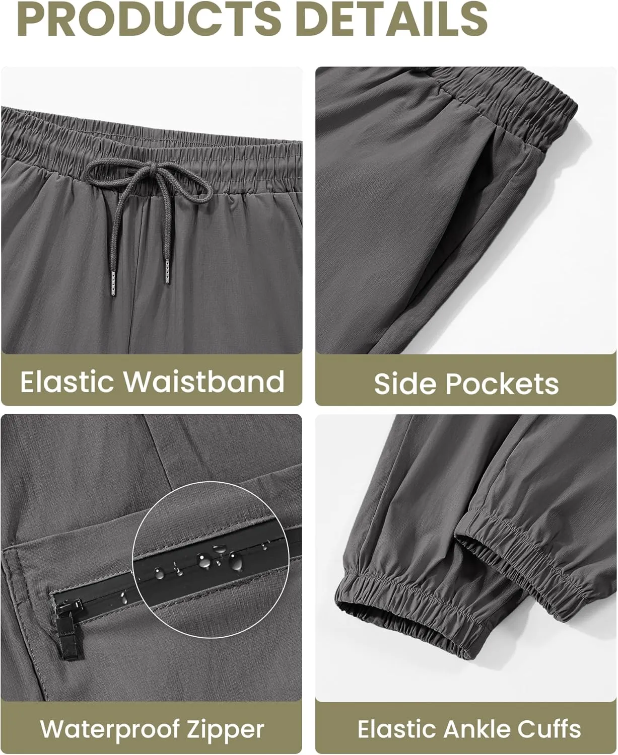 Boys Girls Cargo Pants Kids Water Resistant Hiking Pants Quick Dry Lightweight