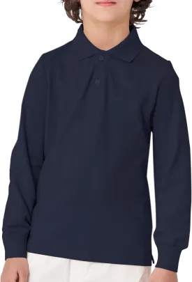CUNYI Boys Polo Shirt Long Sleeve Cotton School Uniform Shirt Pique Tee Kids Golf Tops
