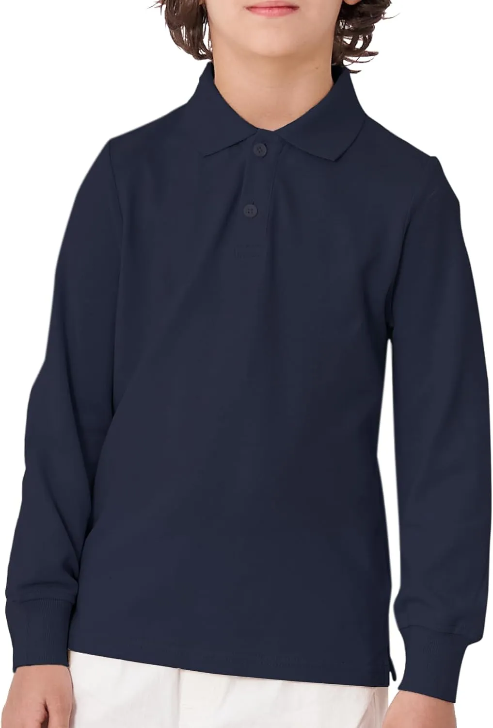 CUNYI Boys Polo Shirt Long Sleeve Cotton School Uniform Shirt Pique Tee Kids Golf Tops
