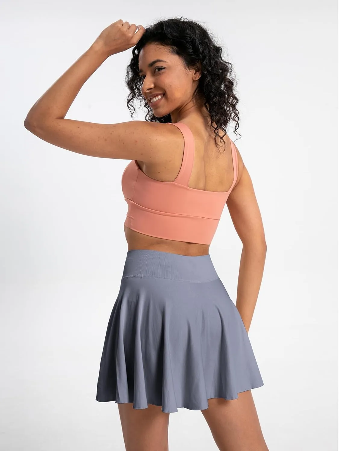 Easisim Women Mini Skirts Skort Flowy Basic Stretchy Flared Casual A-line Skirt with Pockets