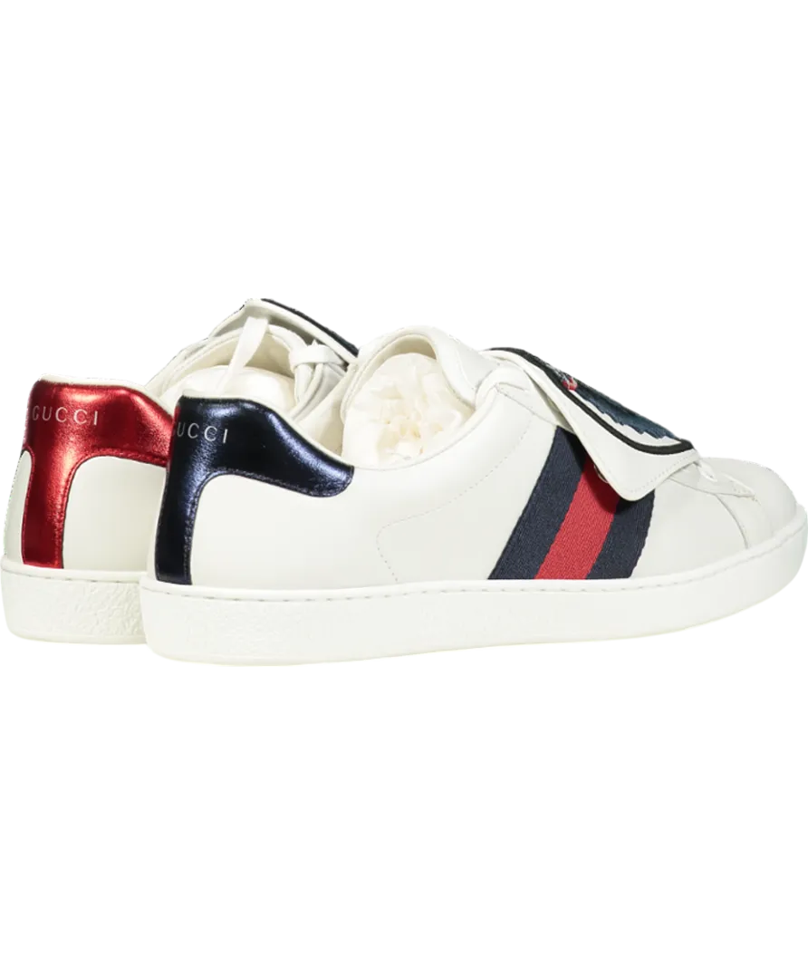 GUCCI White Ace Wolf Patch Trainers UK 8.5 EU 42.5 👞