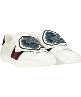 GUCCI White Ace Wolf Patch Trainers UK 8.5 EU 42.5 👞