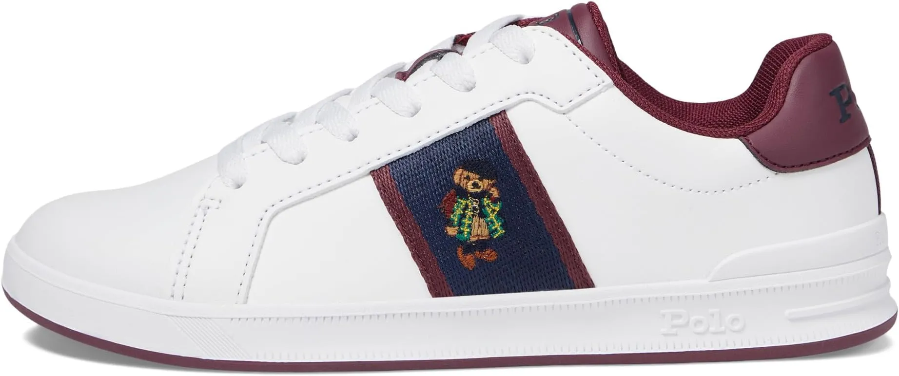Heritage Court II Bear Polo Ralph Lauren Sneakers, White/Wine