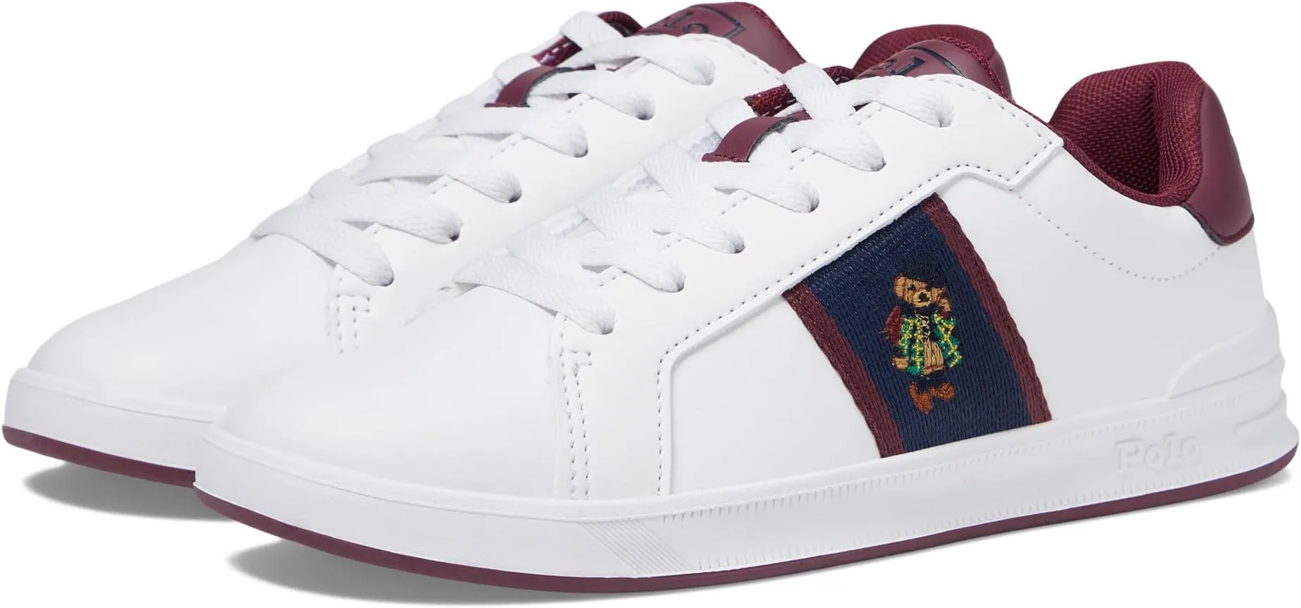 Heritage Court II Bear Polo Ralph Lauren Sneakers, White/Wine
