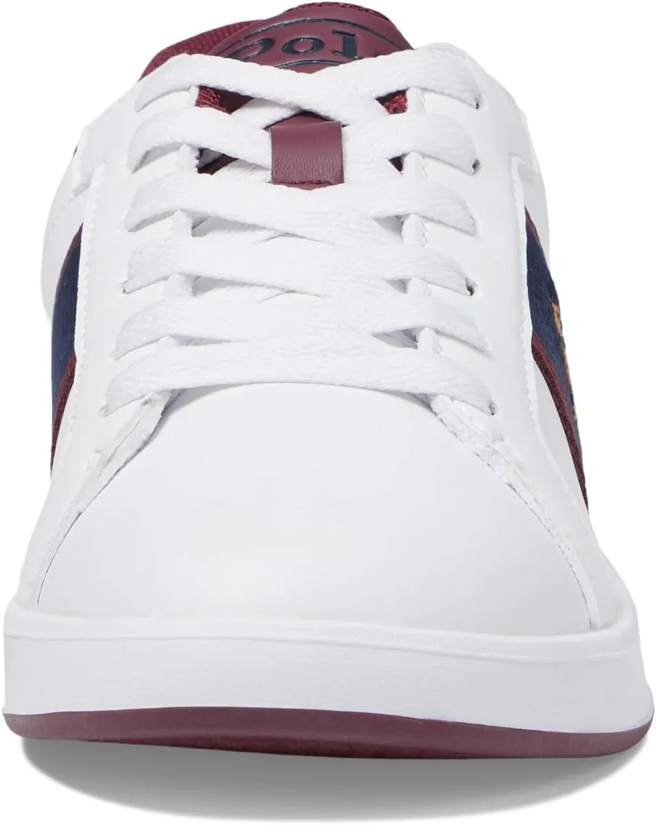 Heritage Court II Bear Polo Ralph Lauren Sneakers, White/Wine