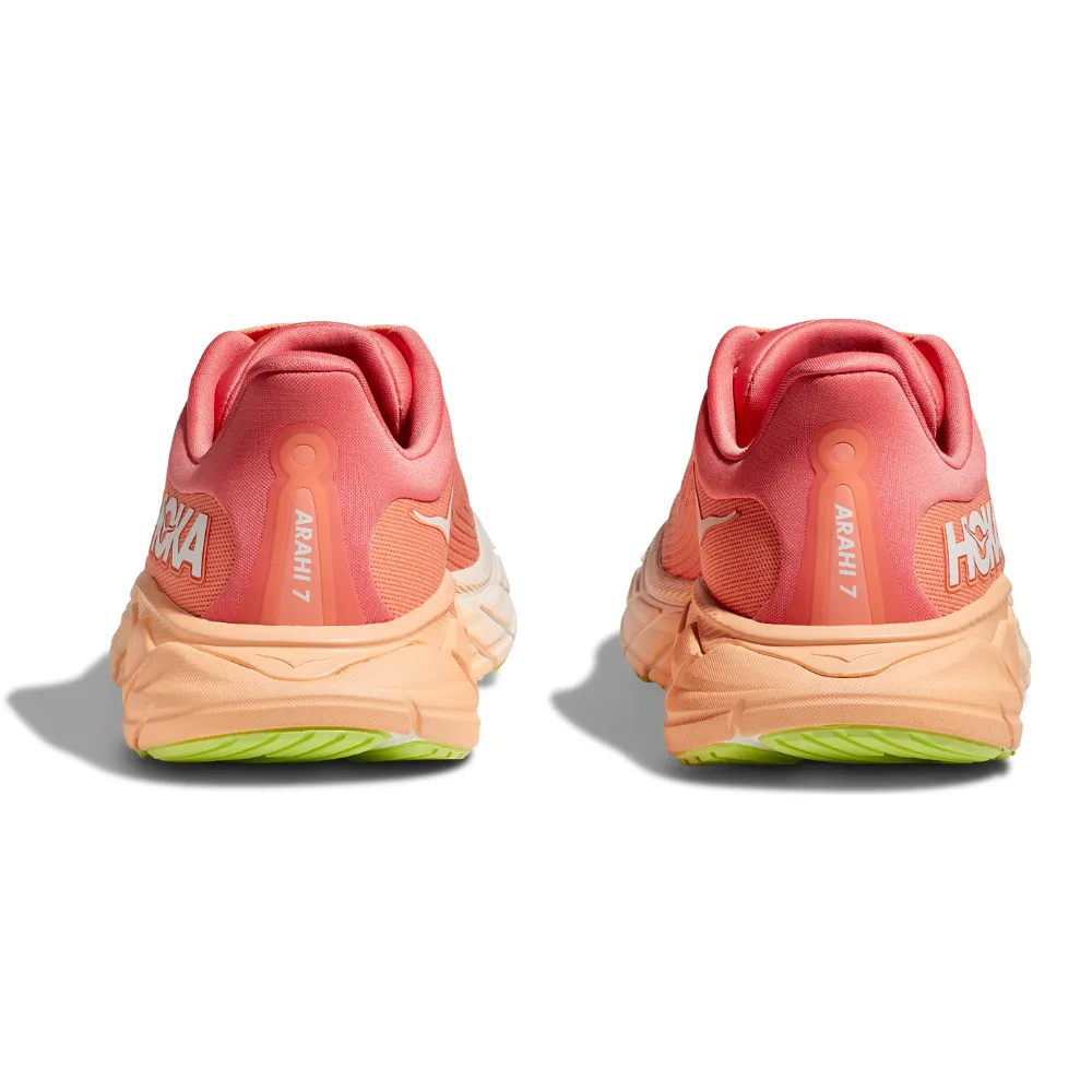 Womens Hoka Arahi 7 Performance Running Shoe in Papaya/Coral Color