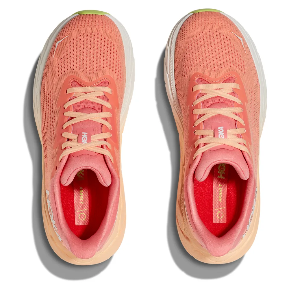 Womens Hoka Arahi 7 Performance Running Shoe in Papaya/Coral Color