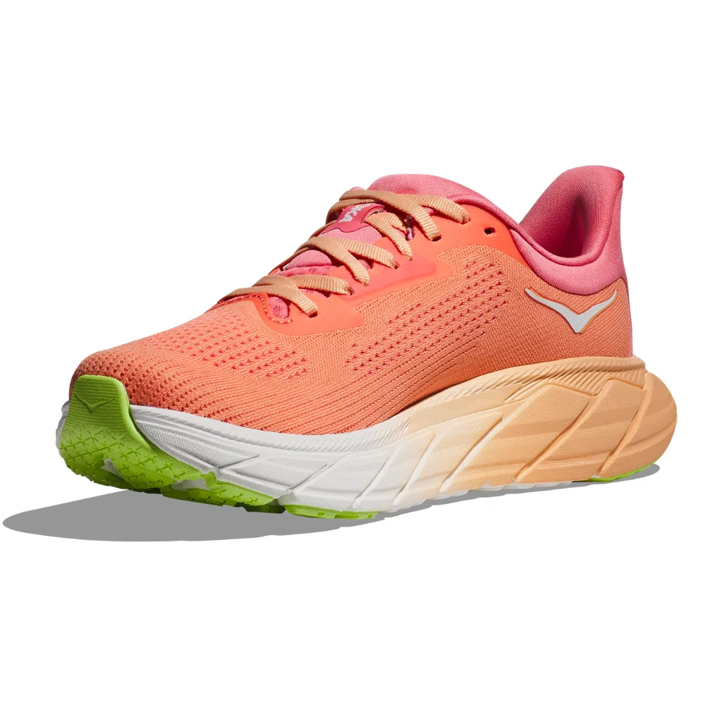 Womens Hoka Arahi 7 Performance Running Shoe in Papaya/Coral Color
