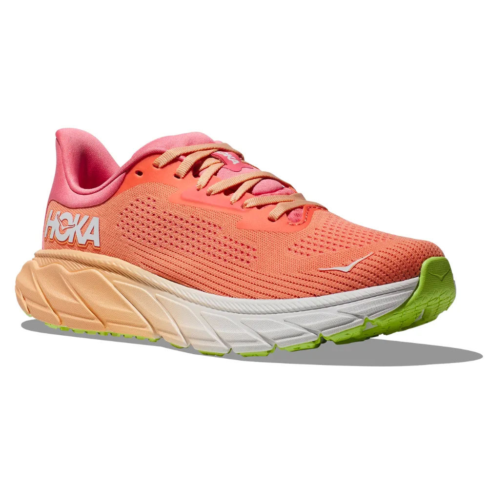 Womens Hoka Arahi 7 Performance Running Shoe in Papaya/Coral Color