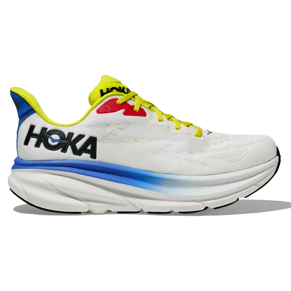 Hoka Clifton 9 Mens Running Shoes in Blanc De Blanc/Virtual Blue - Lightweight, Comfortable, Performance Footwear
