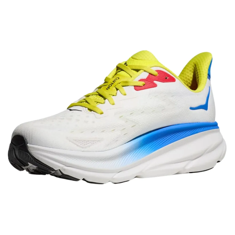 Hoka Clifton 9 Mens Running Shoes in Blanc De Blanc/Virtual Blue - Lightweight, Comfortable, Performance Footwear