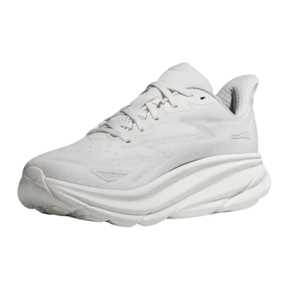 Womens Hoka Clifton 9 Running Shoes, Optimal Comfort - White