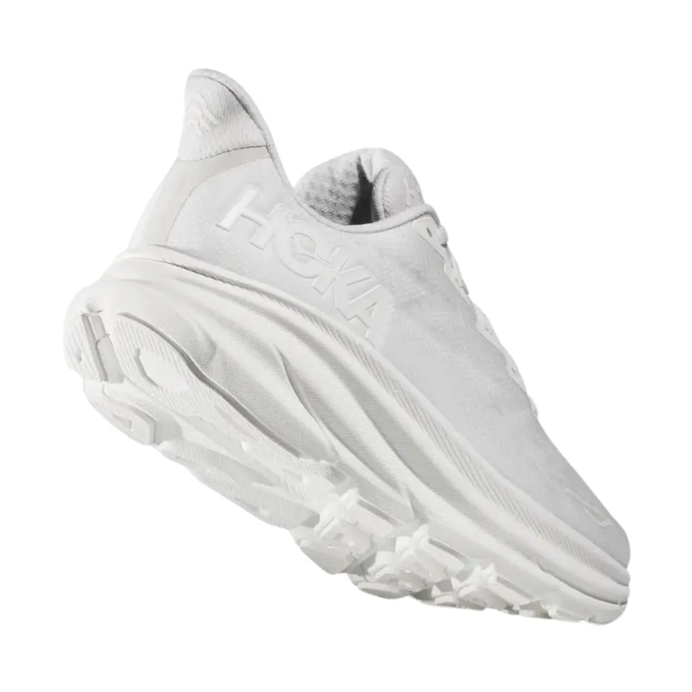 Womens Hoka Clifton 9 Running Shoes, Optimal Comfort - White