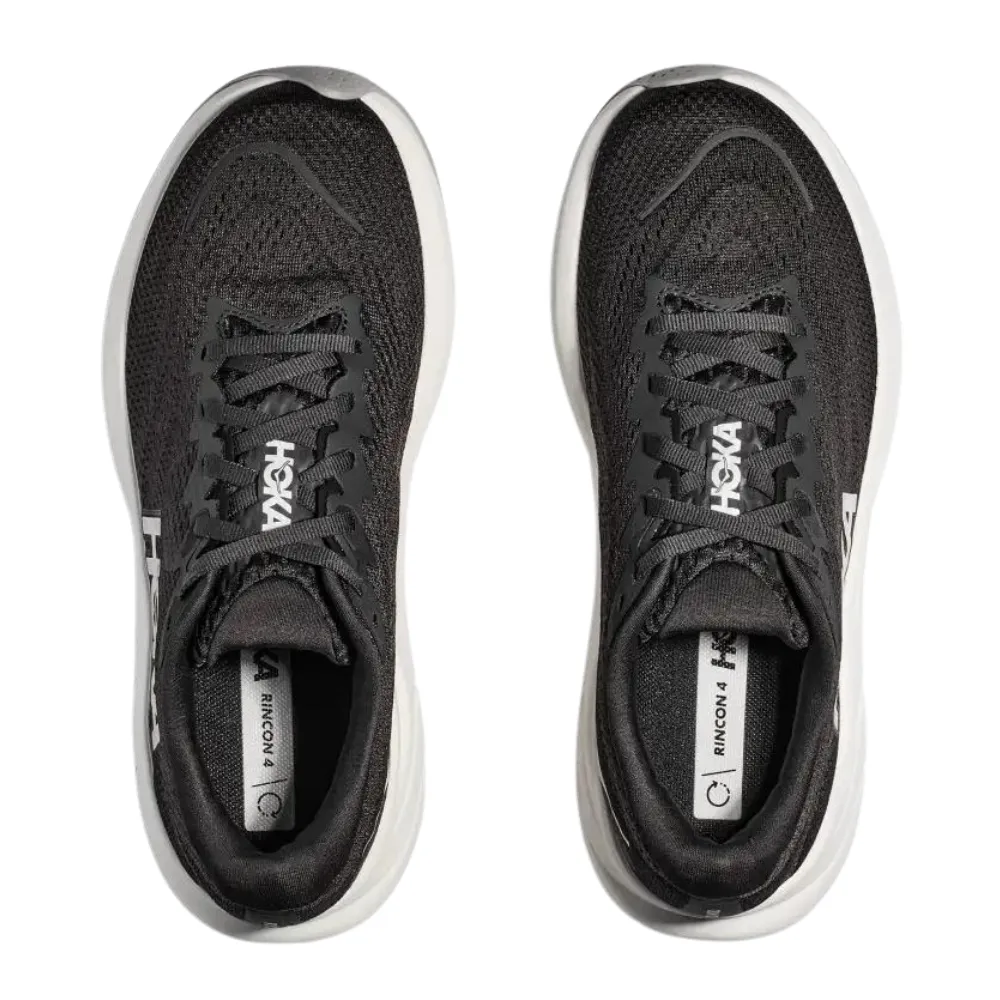 Mens Hoka Rincon 4 Running Shoe - Black/White, Lightweight and Cushioned