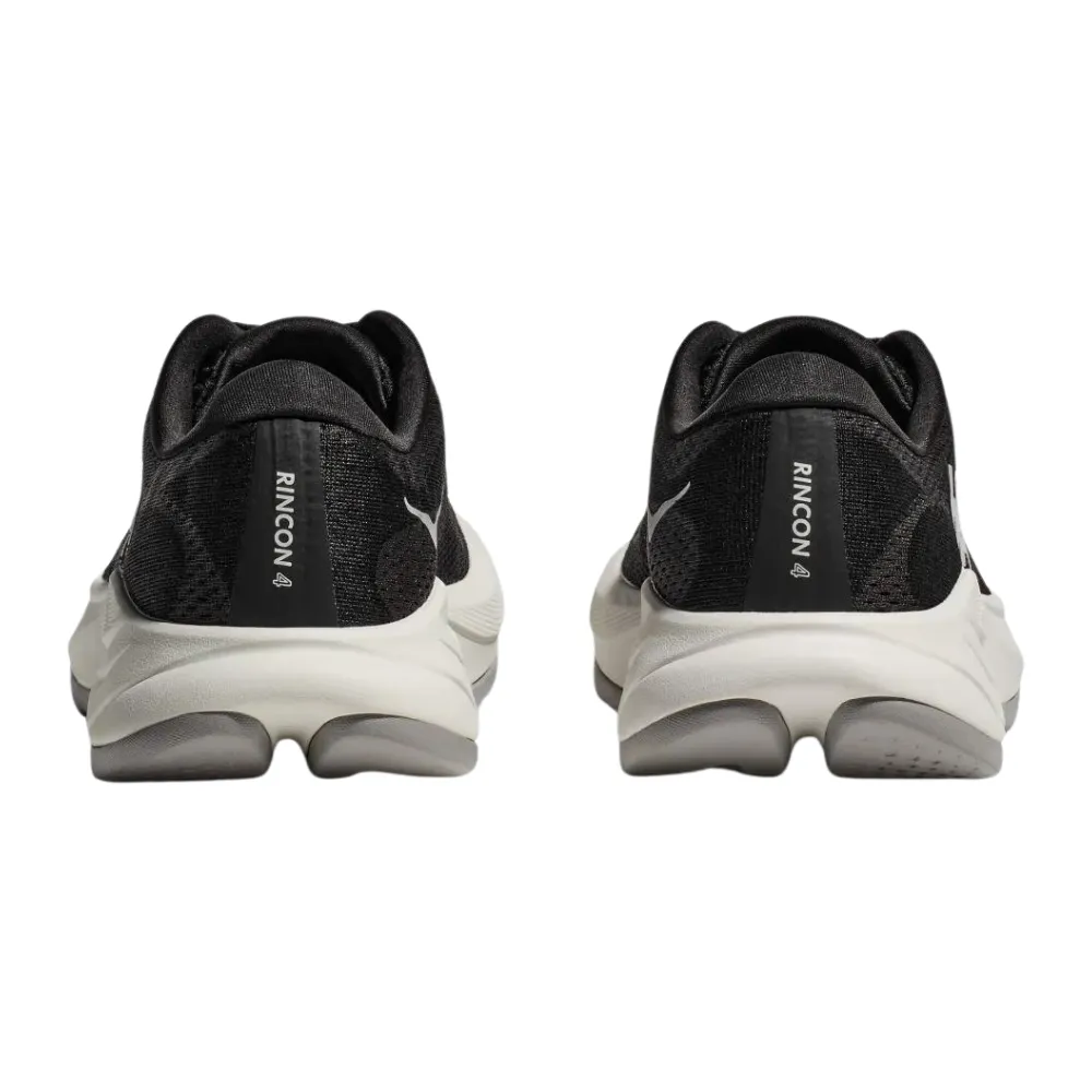 Mens Hoka Rincon 4 Running Shoe - Black/White, Lightweight and Cushioned