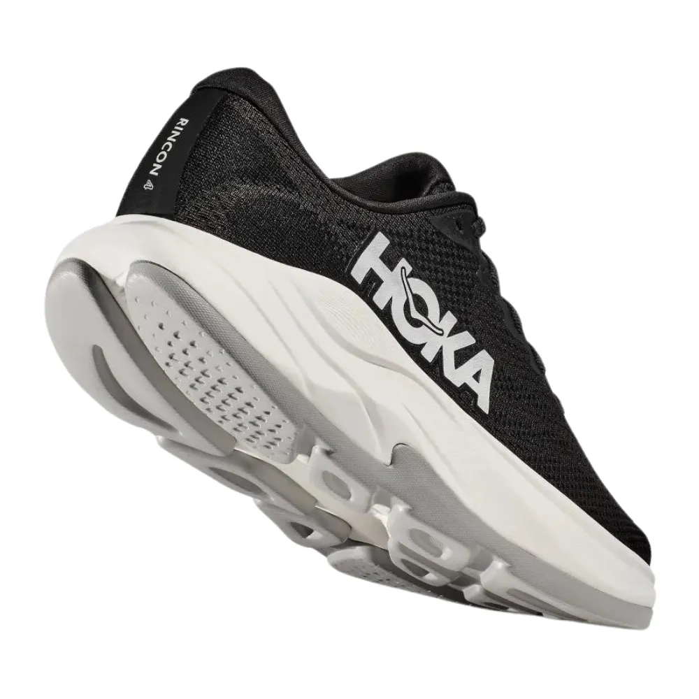 Mens Hoka Rincon 4 Running Shoe - Black/White, Lightweight and Cushioned