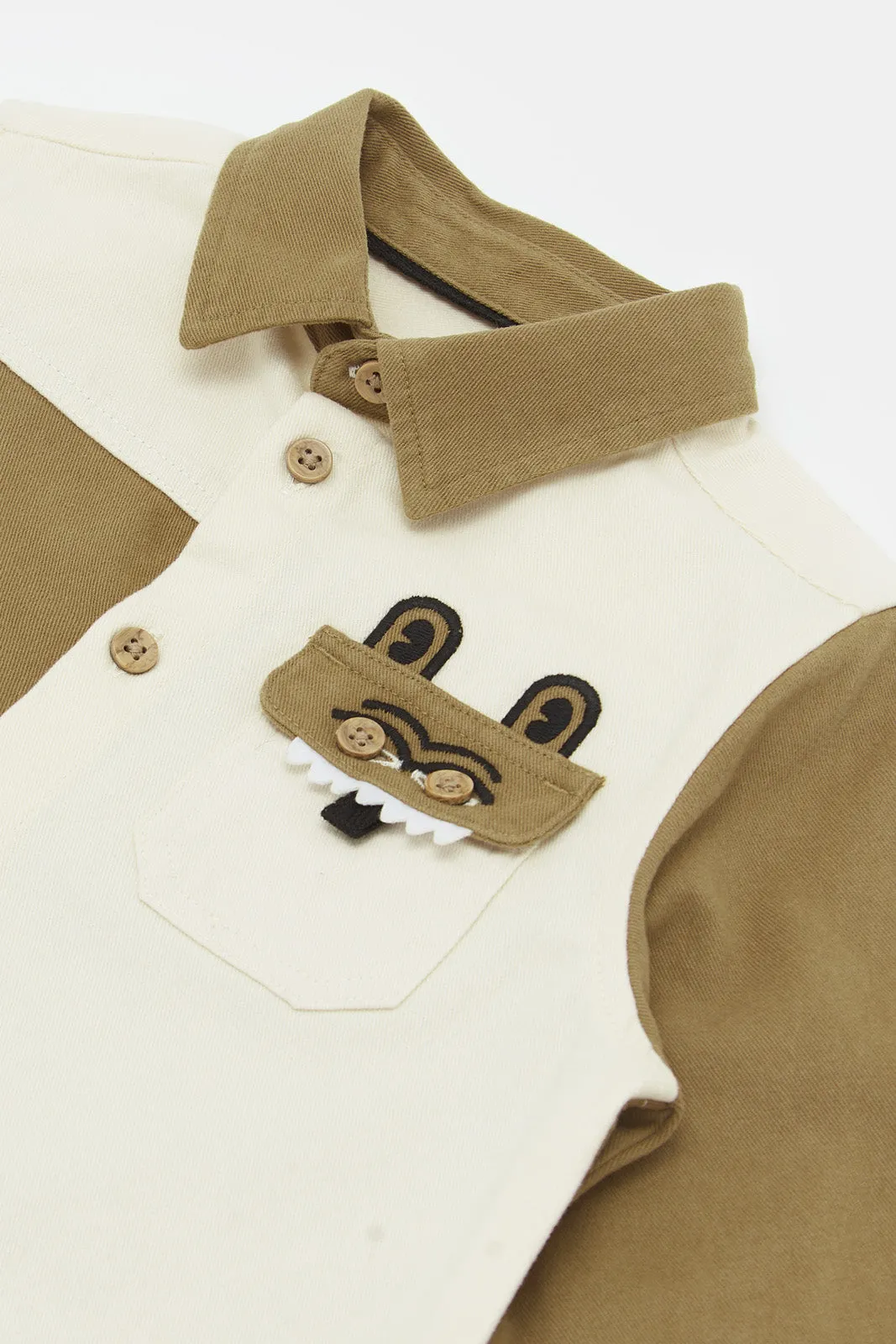 Infant Boys Brown Novelty Cord Shirt (QC CHECK SYSTEM IMAGE)