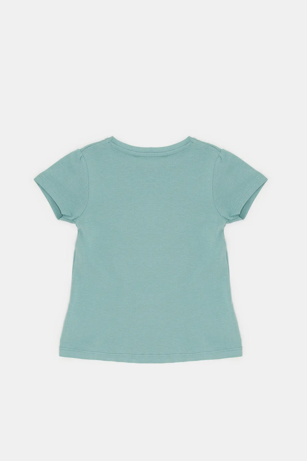 Infant Girls Teal Placement Print T-Shirt