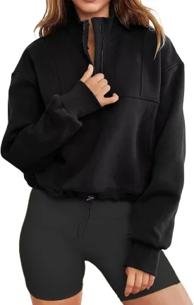 INFITTY Women's Half Zip Pullover Sweatshirts Quarter Zip Hoodies Long Sleeve Tops Fall Outfits 2025 Y2K Winter Clothes