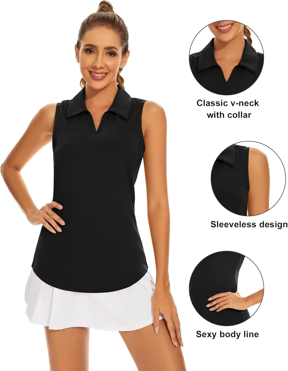 Ivicoer Womens Golf Shirt Polo Short Sleeve,Sleeveless,Long Sleeve Tennis Collared Top Athletic Clothes for Ladies