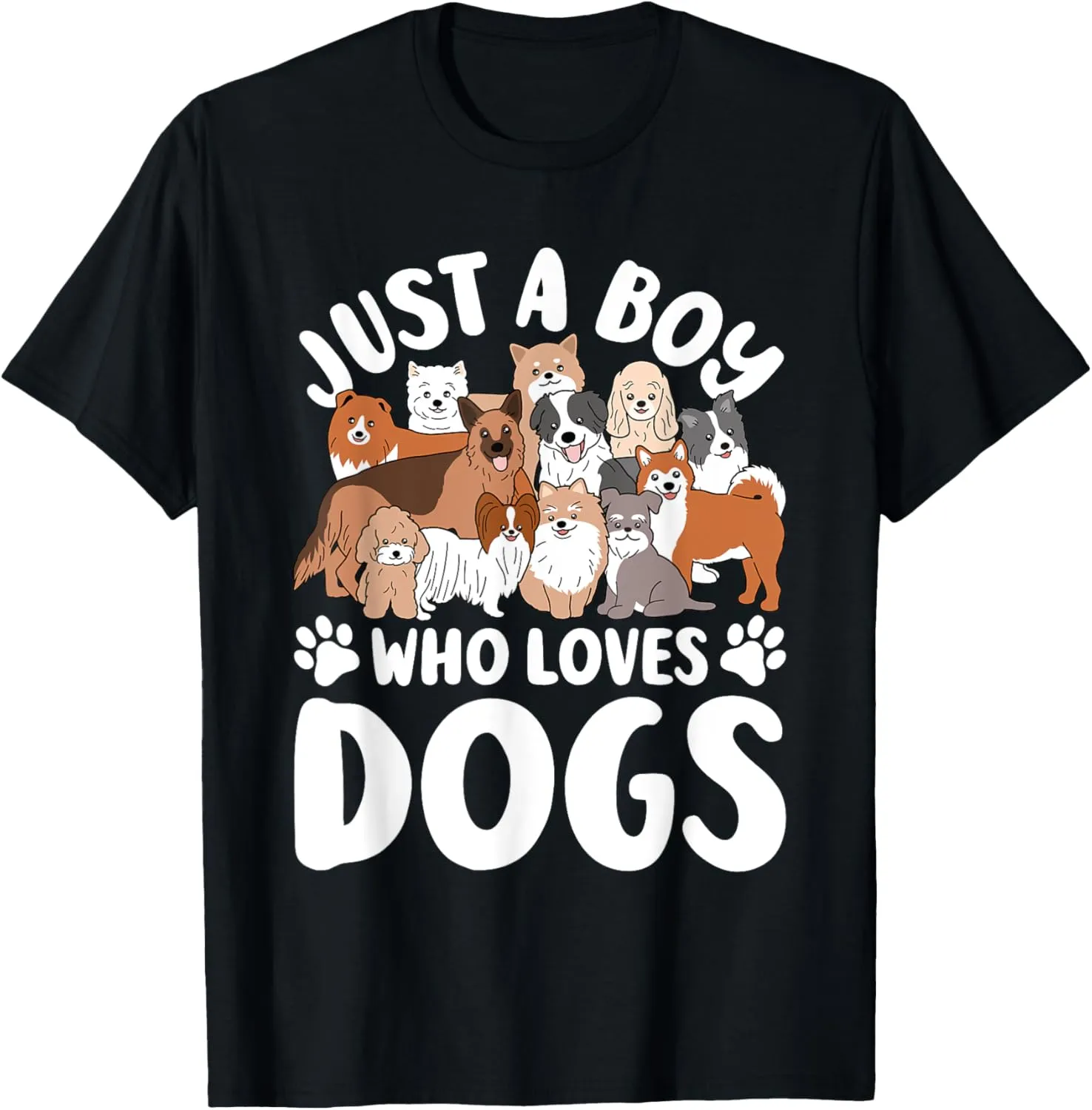 Just A Boy Who Loves Dogs Funny Dog Lover T-Shirt