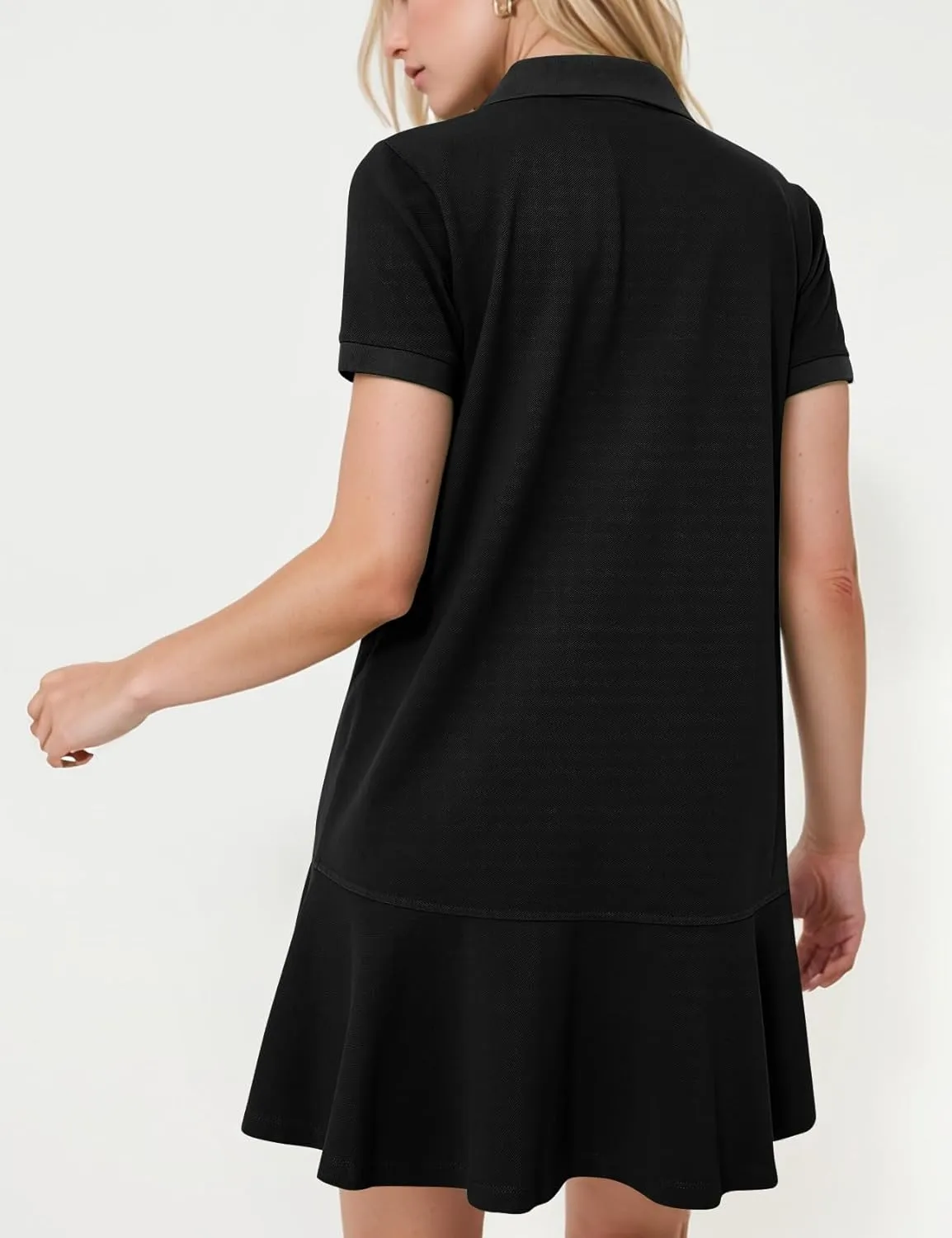 Kissonic Women's Polo Dress Short Sleeve V Neck Ruffle Hem Casual Summer Golf Tennis Mini Shirt Dresses
