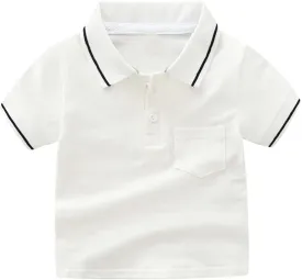 Little Boys Short Sleeve Polo Shirt Cute Summer Tee Uniform Tops