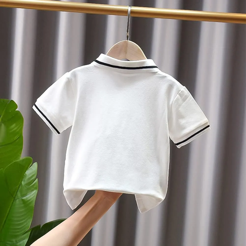 Little Boys Short Sleeve Polo Shirt Cute Summer Tee Uniform Tops