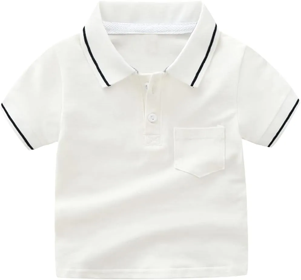 Little Boys Short Sleeve Polo Shirt Cute Summer Tee Uniform Tops