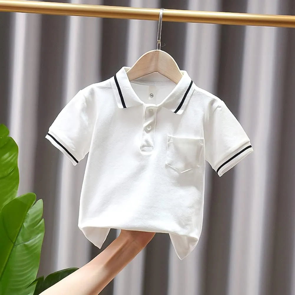 Little Boys Short Sleeve Polo Shirt Cute Summer Tee Uniform Tops