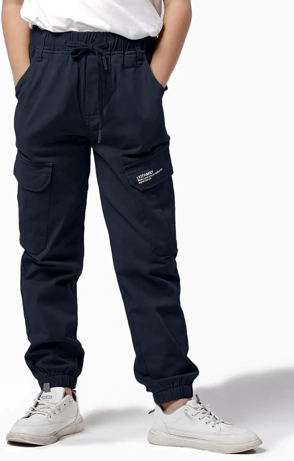 LOKTARC Boys' Pull-On Slim Fit Camo Cargo Jogger Pants