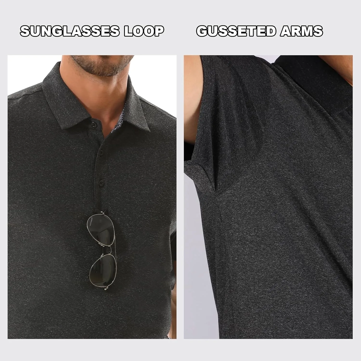 Mens Polo Shirt Quick Dry Performance Short Sleeve Tactical Shirts Golf Shirts for Men