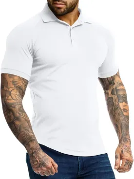 Men's Polo Shirts Short Sleeve Golf Shirts Casual Polo Muscle Athletic Fit Stretch Workout Collared Shirt