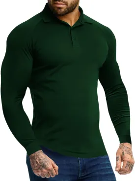 Men's Polo Shirts Short Sleeve Golf Shirts Casual Polo Muscle Athletic Fit Stretch Workout Collared Shirt