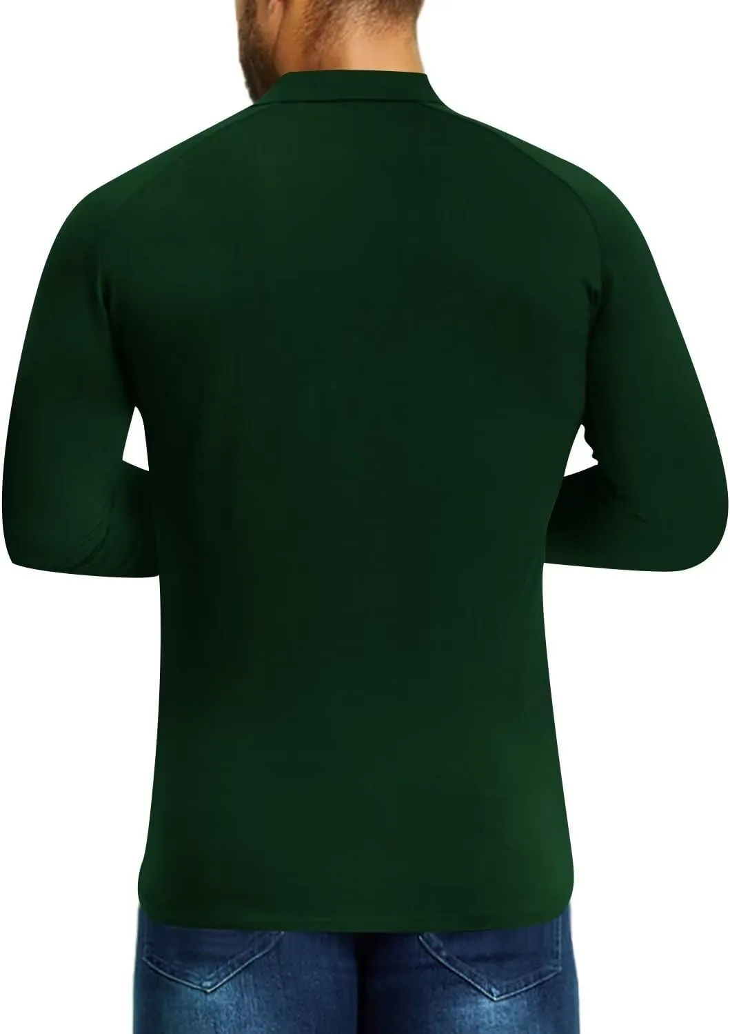 Men's Polo Shirts Short Sleeve Golf Shirts Casual Polo Muscle Athletic Fit Stretch Workout Collared Shirt