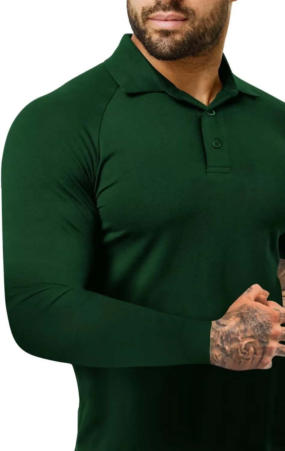 Men's Polo Shirts Short Sleeve Golf Shirts Casual Polo Muscle Athletic Fit Stretch Workout Collared Shirt