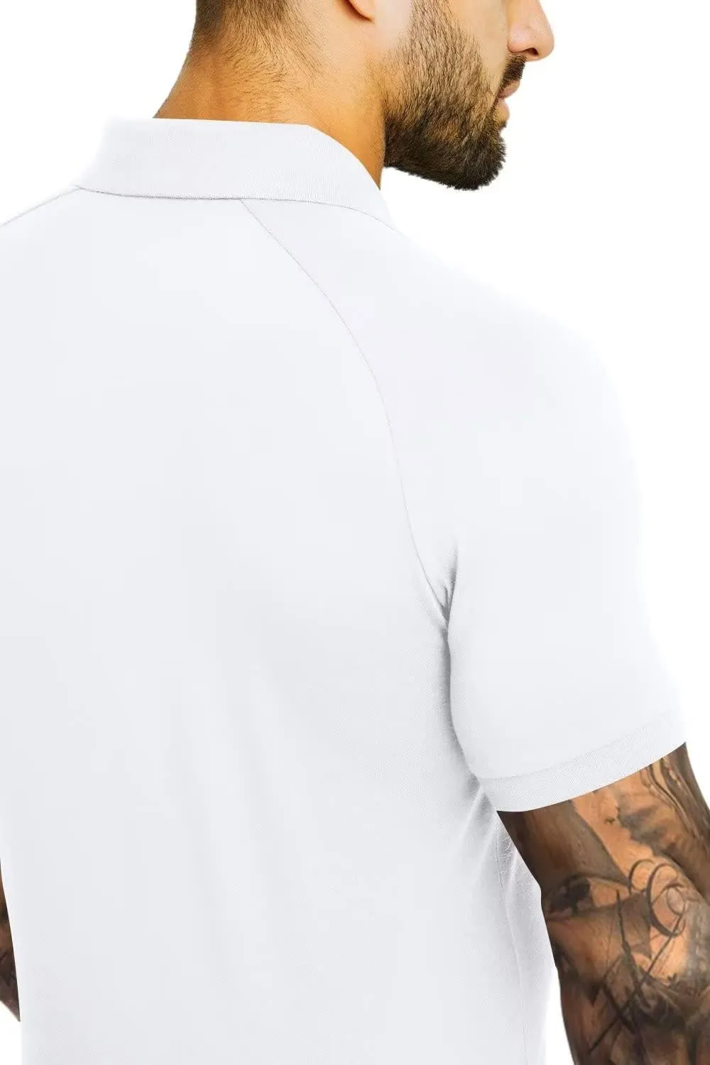 Men's Polo Shirts Short Sleeve Golf Shirts Casual Polo Muscle Athletic Fit Stretch Workout Collared Shirt