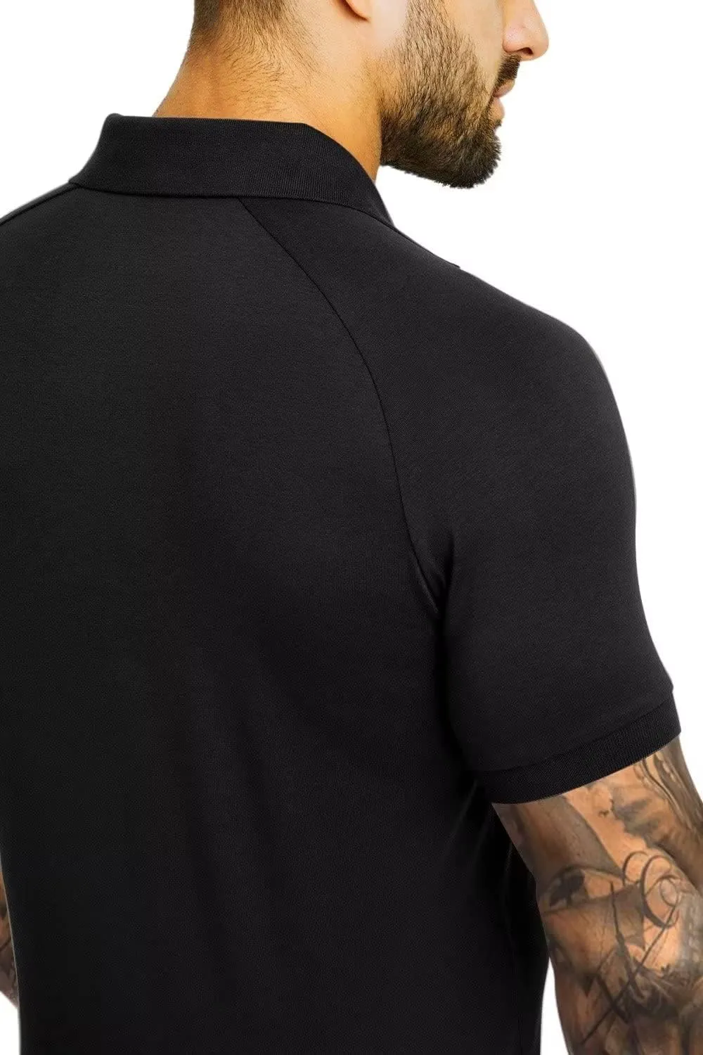 Men's Polo Shirts Short Sleeve Golf Shirts Casual Polo Muscle Athletic Fit Stretch Workout Collared Shirt