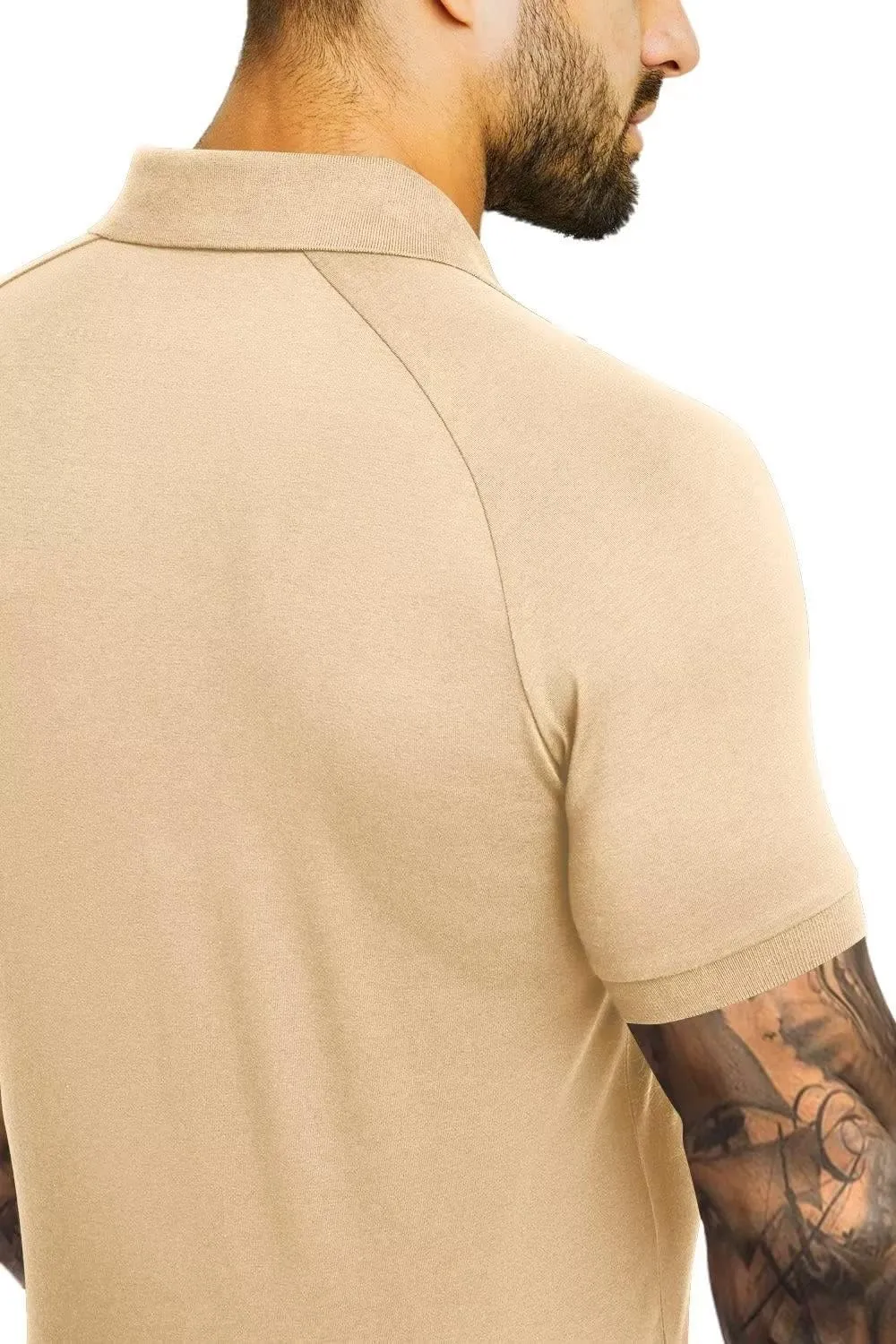 Men's Polo Shirts Short Sleeve Golf Shirts Casual Polo Muscle Athletic Fit Stretch Workout Collared Shirt