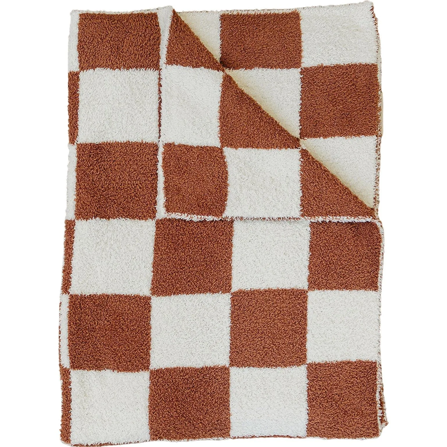 Plush Blanket | Rust Checkered