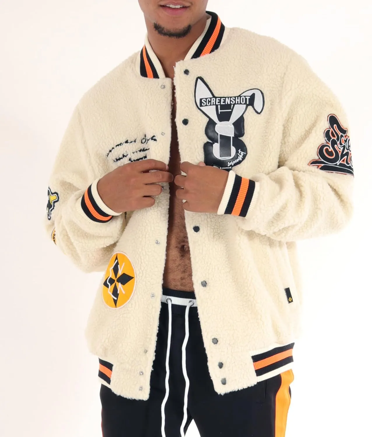 SCREENSHOT VARSITY JACKET 3202 Mens Streetwear Urban Padding Quilted Linning Heavy Fashion Jacket