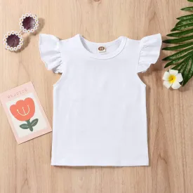 Toddler Baby Girl Skirt Outfit Solid Color Ruffle Long Sleeve Tee Tops Kids Girl Blouse