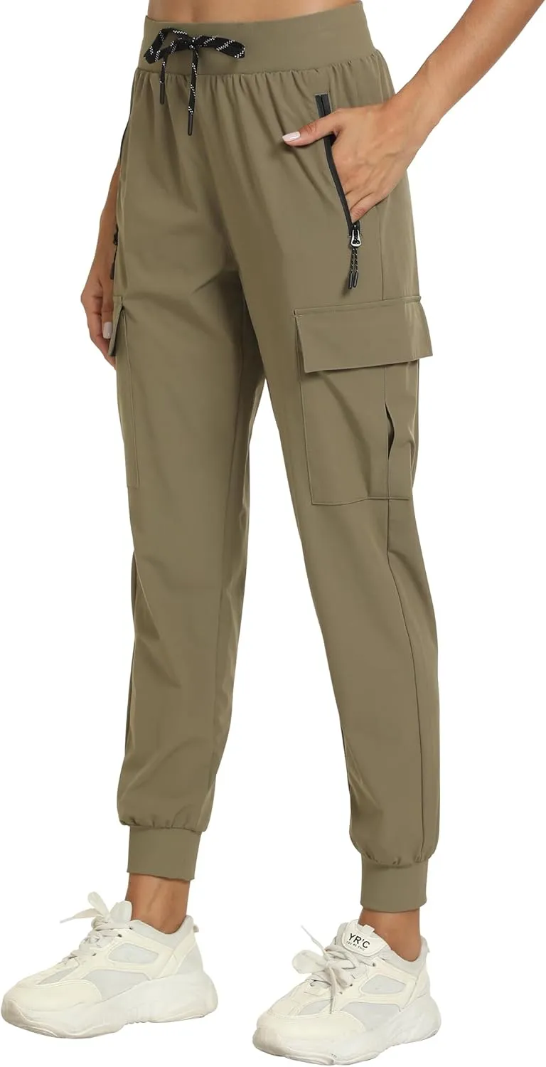 Womens Cargo Pants with Pocket Quick Dry Workout Athletic Joggers Drawstring Travel Casual Outdoor Camping Hiking Pants