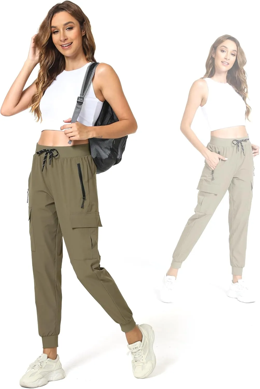 Womens Cargo Pants with Pocket Quick Dry Workout Athletic Joggers Drawstring Travel Casual Outdoor Camping Hiking Pants
