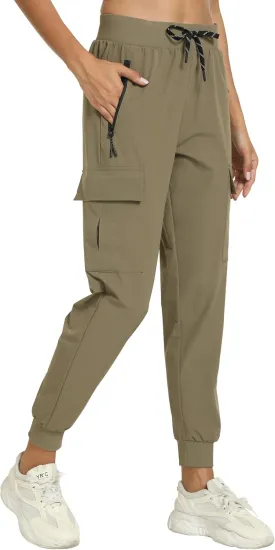 Womens Cargo Pants with Pocket Quick Dry Workout Athletic Joggers Drawstring Travel Casual Outdoor Camping Hiking Pants